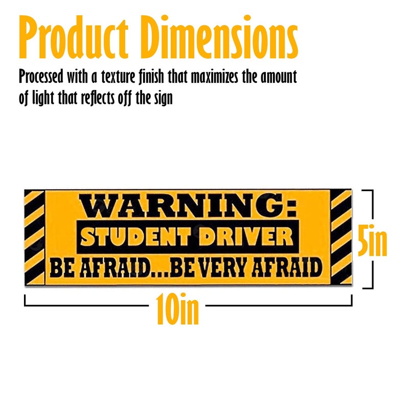 ZONETECH Zone Tech Student Driver Magnetic Sticker - Warning Student Driver be Very Afraid 3 Pcs Funny Sticker Premium Quality Car Safety Vehicle New Driver Yellow Reflective Sign - Image 3